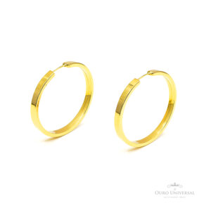 Argola Redonda Fio Retangular Larho (507) OA - Ouro Universal