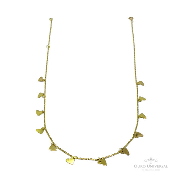 Choker Coração de Lado 40cm OA - Ouro Universal