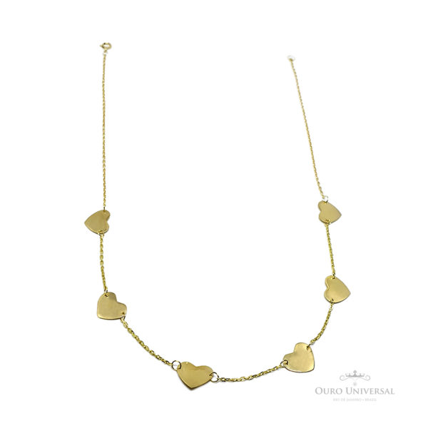 Choker Coração Chapa 40cm OA - Ouro Universal