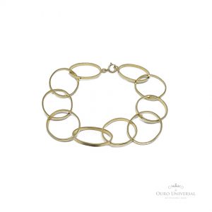 Pulseira Elos Ovais Grandes Fio Retangular OA - Ouro Universal