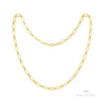 Cordão Malha Alongada com Elos Cadeados OA - Ouro Universal