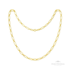 Cordão Malha Alongada com Elos Cadeados OA - Ouro Universal