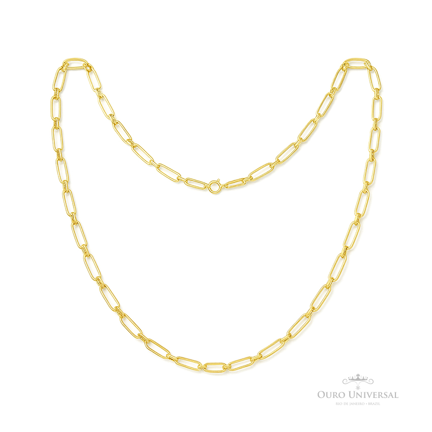 Cordão Malha Alongada com Elos Cadeados OA - Ouro Universal Cordão Malha Alongada com Elos Cadeados OA - Ouro Universal
