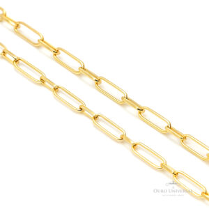 Cordão Malha Alongada com Elos Cadeados OA - Ouro Universal