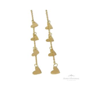 Brinco 4 Corações Pendurados OA - Ouro Universal