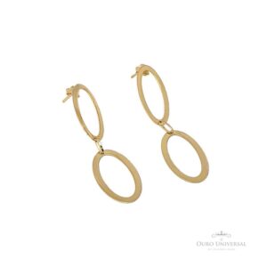 Brinco Dois Elos Ovais Vazados de Chapa com Tarraxa OA