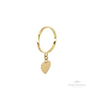 Anel com Coração Pendurado OA - Ouro Universal