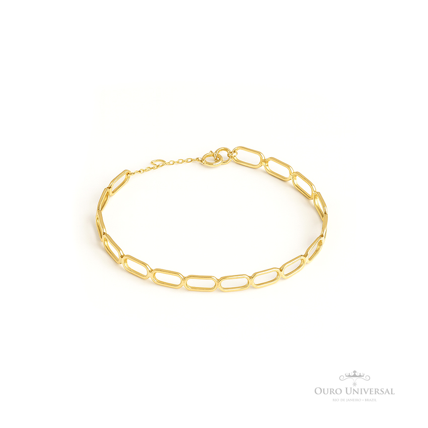 Bracelete Cadeado com Corrente OA - Ouro Universal Bracelete Cadeado com Corrente OA - Ouro Universal