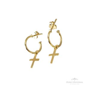 Brinco Argola Cruz com Tarraxa OA (N1) - Ouro Universal