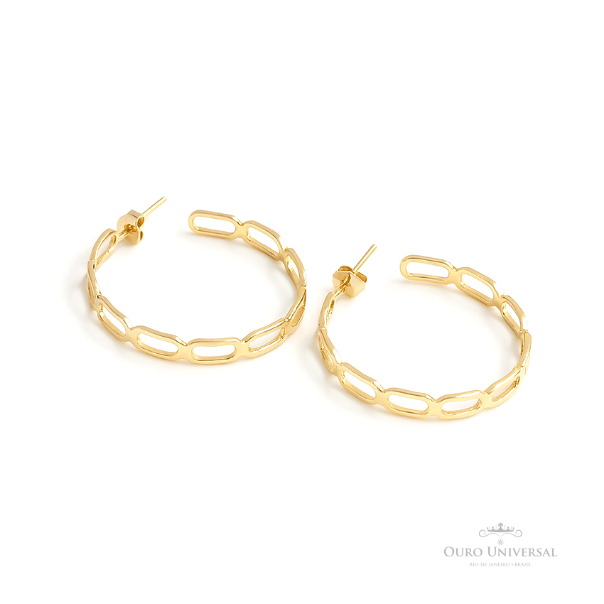 Argola de Elos Corrente Cadeado (G) OA - Ouro Universal Argola de Elos Corrente Cadeado (G) OA - Ouro Universal