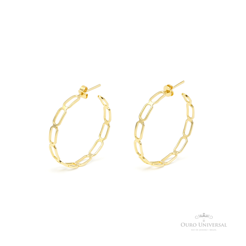 Argola de Elos Corrente Cadeado (G) OA - Ouro Universal Argola de Elos Corrente Cadeado (G) OA - Ouro Universal