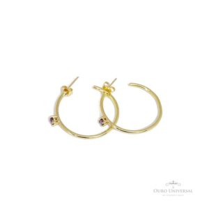 Brinco Zircônia Ametista OA - Ouro Universal