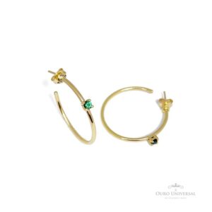 Brinco Zircônia Esmeralda OA - Ouro Universal