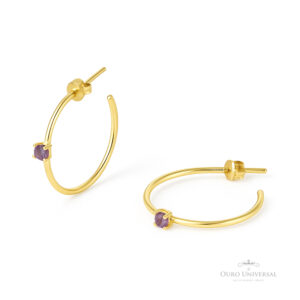 Brinco Zircônia Ametista OA - Ouro Universal