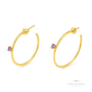 Brinco Zircônia Ametista OA - Ouro Universal
