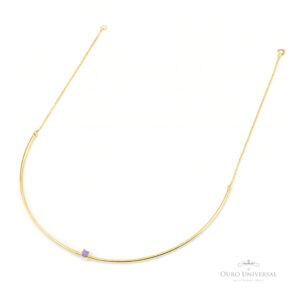 Meio Aro Zircônia Ametista OA - Ouro Universal