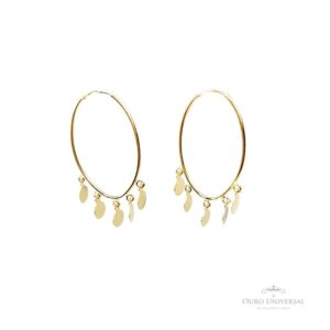 Argola Oval de Fio Redondo com Pingentes de Círculos OA - Ouro Universal