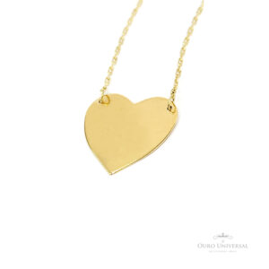 Colar Coração Único G de Chapa 45 CM OA - Ouro Universal