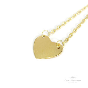 Colar Coração Único P de Chapa 40 CM OA - Ouro Universal