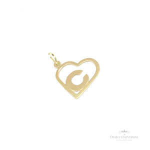Pingente Coração Letra C OA - Ouro Universal
