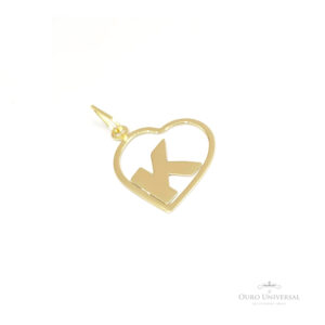 Pingente Coração Letra K OA - Ouro Universal