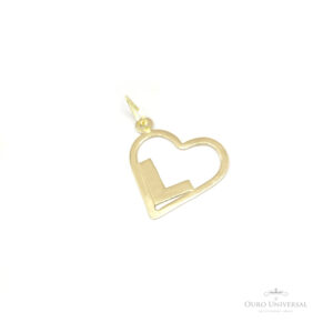Pingente Coração Letra L OA - Ouro Universal