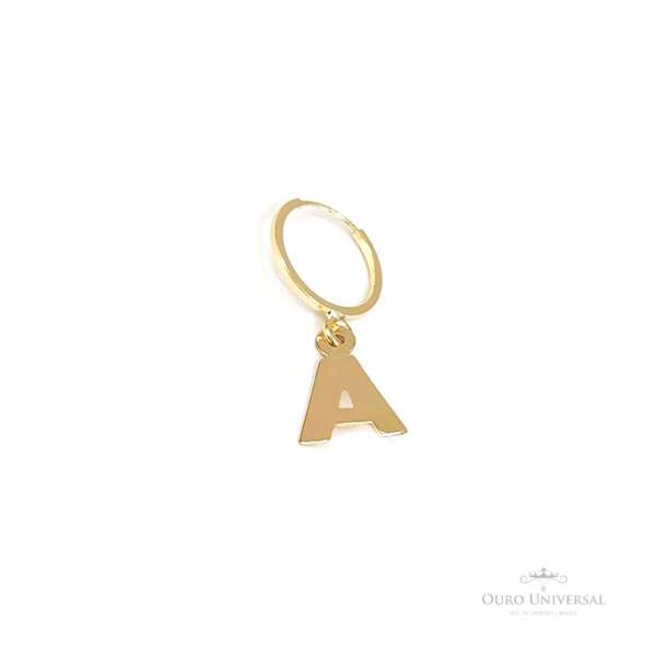 Argola com Pingente Letra A OA - Ouro Universal