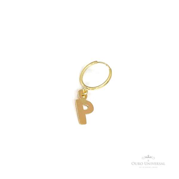 Argola com Pingente Letra P OA - Ouro Universal