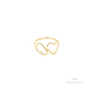 Anel Coração Duplo OA - Ouro Universal