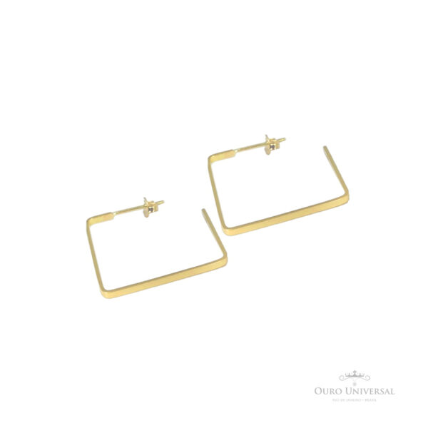 Brinco Argola Quadrada com Tarraxa OA - Ouro Universal