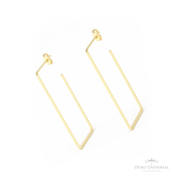 Brinco Argola Retangular G com Tarraxa OA - Ouro Universal