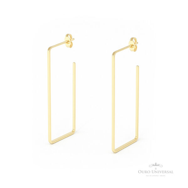 Brinco Argola Retangular G com Tarraxa OA - Ouro Universal