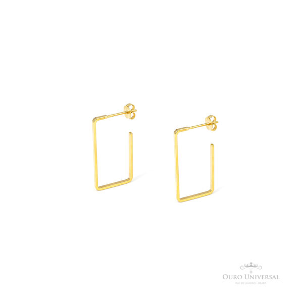 Brinco Argola Quadrada com Tarraxa OA - Ouro Universal