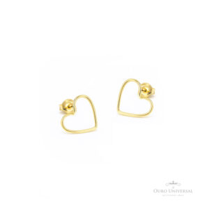 Brinco Coração Vazado G OA - Ouro Universal