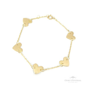 Pulseira Coração Chapa OA - Ouro Universal