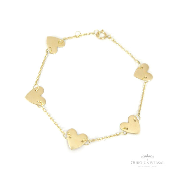 Pulseira Coração Chapa OA - Ouro Universal