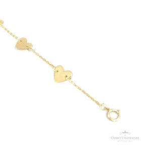 Pulseira Coração Chapa OA - Ouro Universal