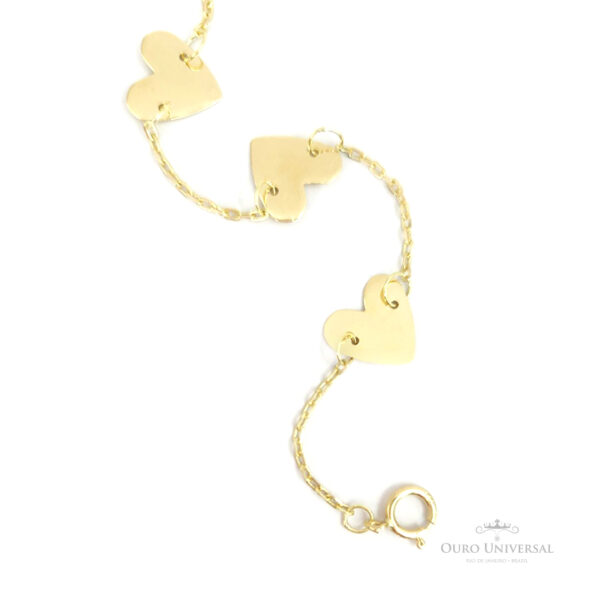 Pulseira Coração Chapa OA - Ouro Universal