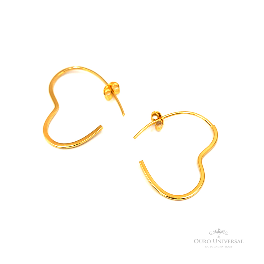 Brinco Coração Encaixe OA - Ouro Universal Brinco Coração Encaixe OA - Ouro Universal