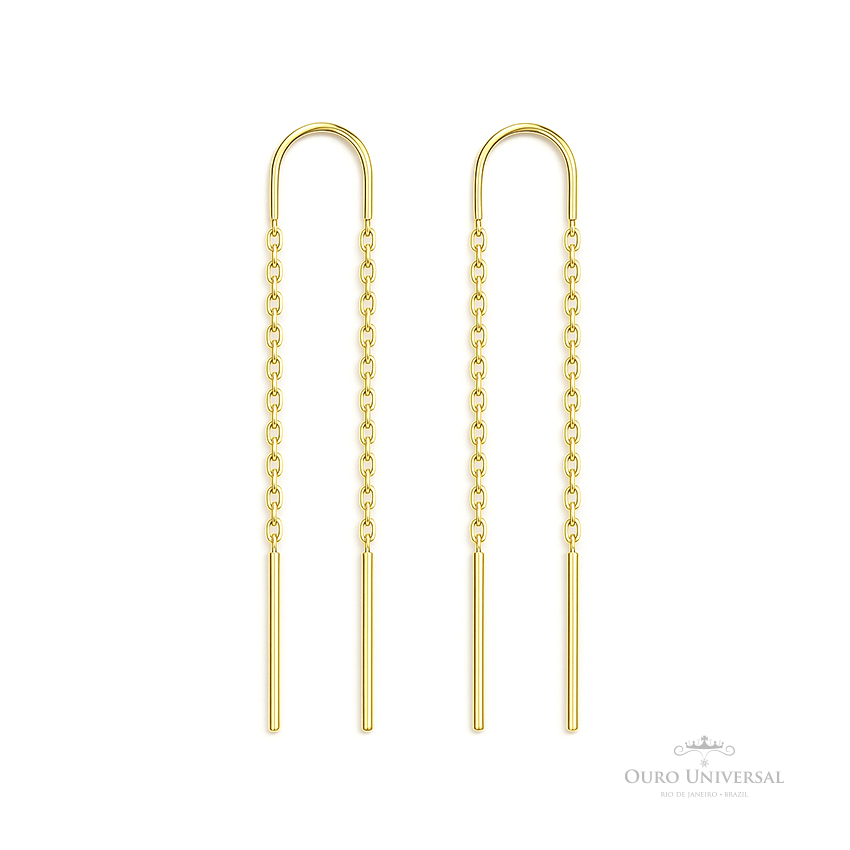 Brinco Corrente Médio em OA - Ouro Universal Brinco Corrente Médio em OA - Ouro Universal