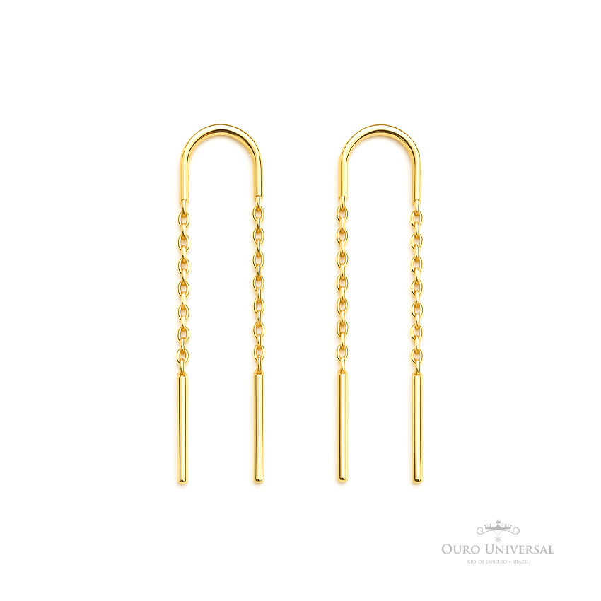 Brinco Corrente Mini em OA - Ouro Universal Brinco Corrente Mini em OA - Ouro Universal